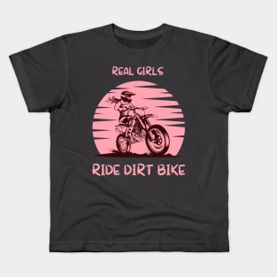 real girls ride dirt bike motocross lover Kids T-Shirt